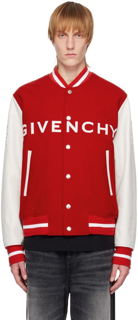 givenchy red leather varsity jacket|Givenchy varsity.